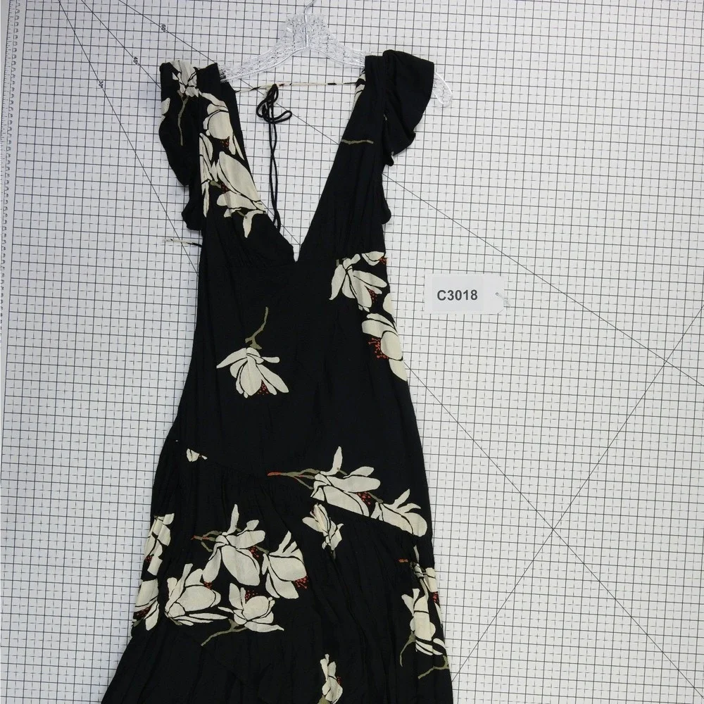 Free People Maxi Dress Women's Size 0 Black Floral Magnolia Boho‎